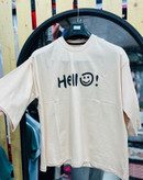 کراپ باکسی نخ پنبه hello آستین سه ربع
